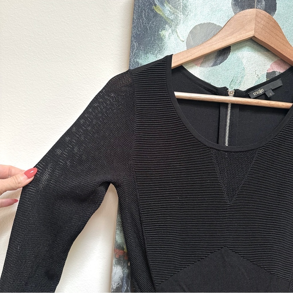 Maje Black Datchye stretch-knit peplum top - Picture 11 of 12